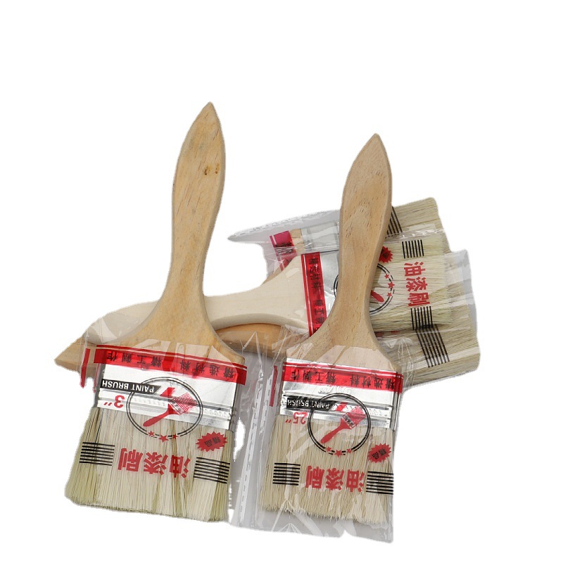 Factory wholesale wooden handle brush 1 inch 2 inch 3 inch 4 inch paint brush paint tools barbecue brush gift brush