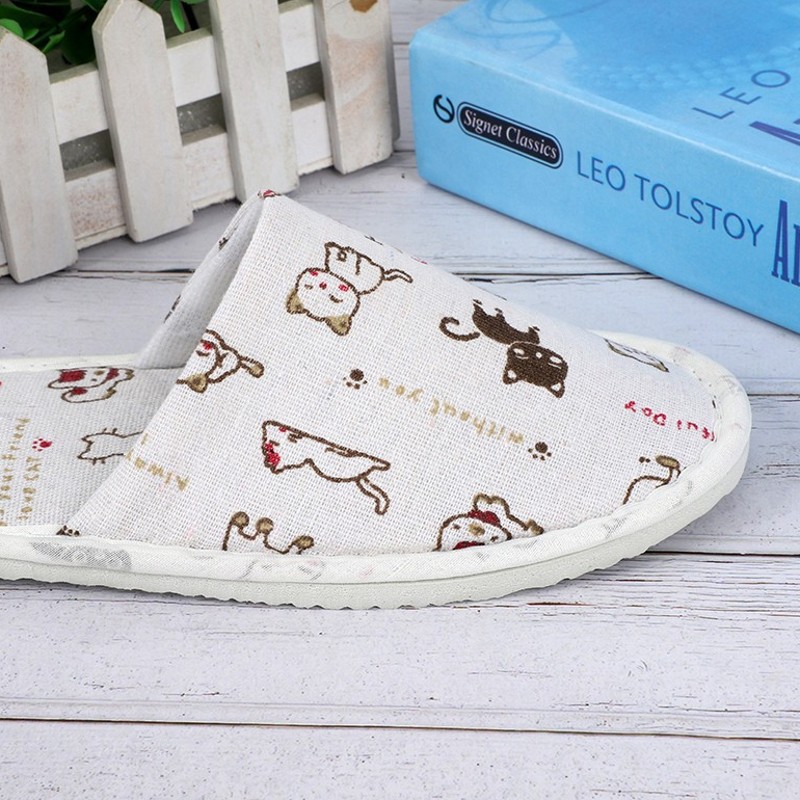 in stock supply disposable cartoon pattern slippers hotel hostel home hospitality willow leaf pattern bottom can be wholesale