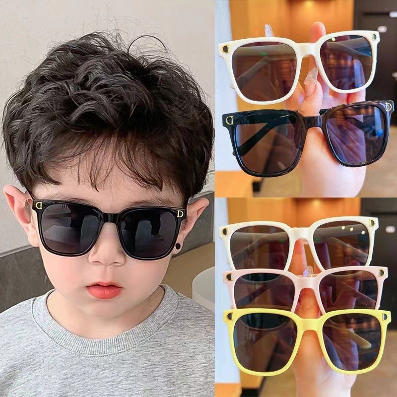 2024 new fashion retro street shot boys and girls glasses online celebrity ins double D children's sunglasses children's sunglasses fashion