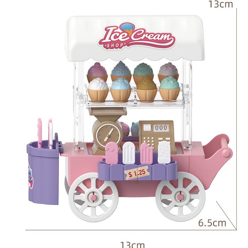 Kaola diary children play house girl toy 3-year-old male simulation ice cream selling car mini miniature scene