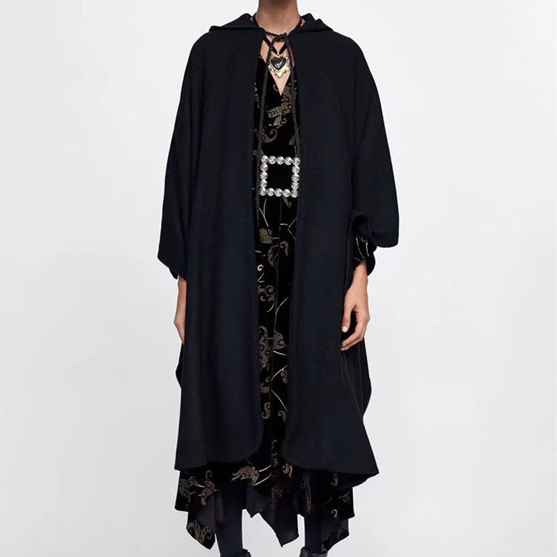 Dunklen stil Europäischen und Amerikanischen herbst und winter mit kapuze langen umhang mantel mode lässig frauen kleidung 22 neue lose wolle schal_voghion.com