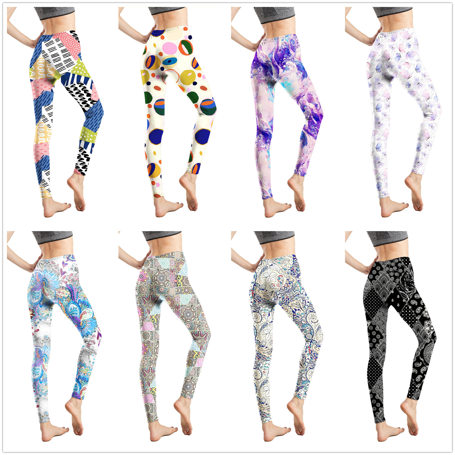 9604 cross-border retro geometric National Wind printing leggings skin-friendly comfortable soft sanding Milk leggings