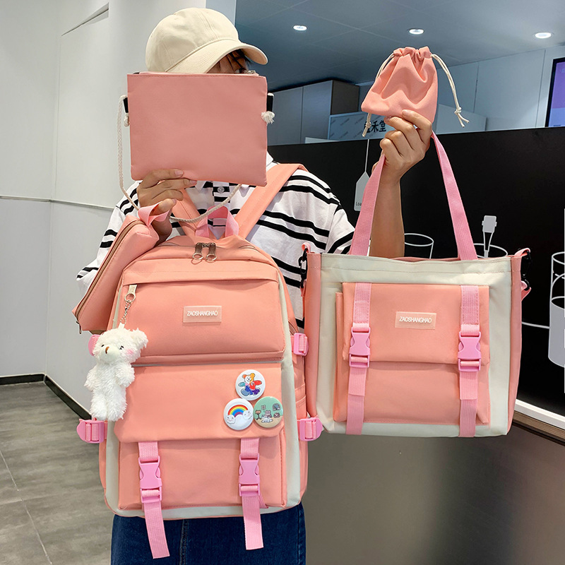 Schoolbag Female Junior High School Students Lightweight Primary School Students Small Fresh Cute Girl Grade Three to Five and Six Large Capacity Backpack