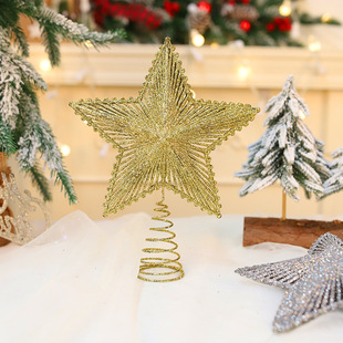 Cross-border new Christmas tree top star Christmas tree decoration five-pointed star plastic pink star holiday atmosphere layout