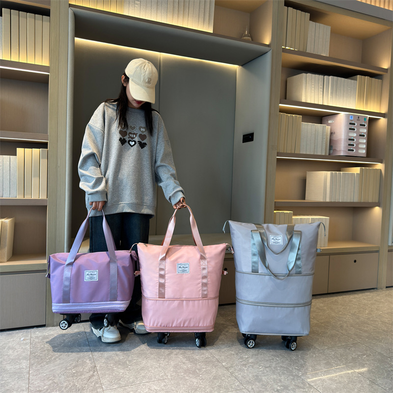 Travel bag large capacity universal wheel student business trip waiting storage bag waterproof wet and dry separation expandable luggage bag