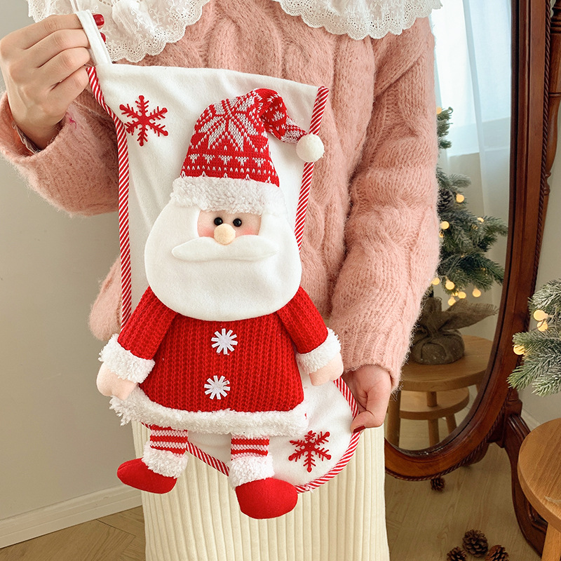 Christmas decorations knitted three-dimensional old man snowman gift bag Christmas tree decoration candy bag