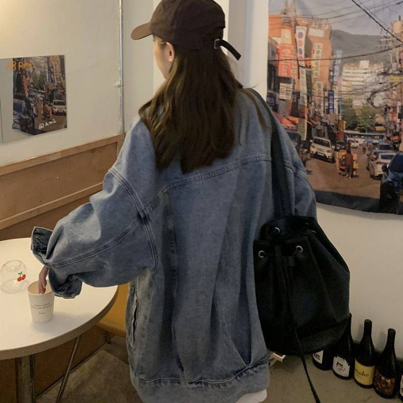 Denim coat Women's Spring and Autumn 2023 Korean style loose slimming Hong Kong style fried street long-sleeved jacket women's autumn