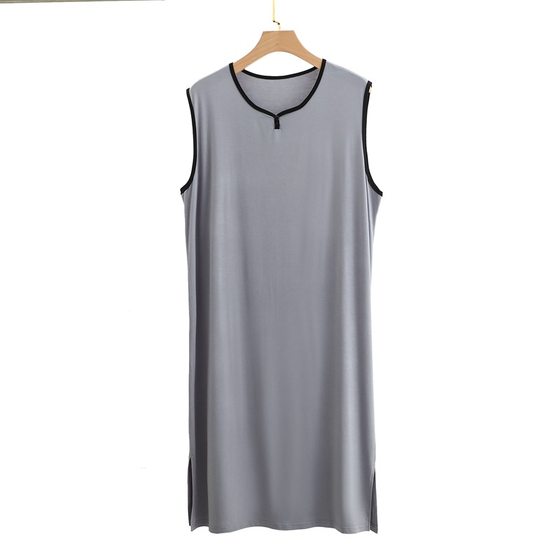 Modal Nightdress Men's Summer Thin Nightdress Dress Vest Large Size Desired Gown Loose Home Clothes