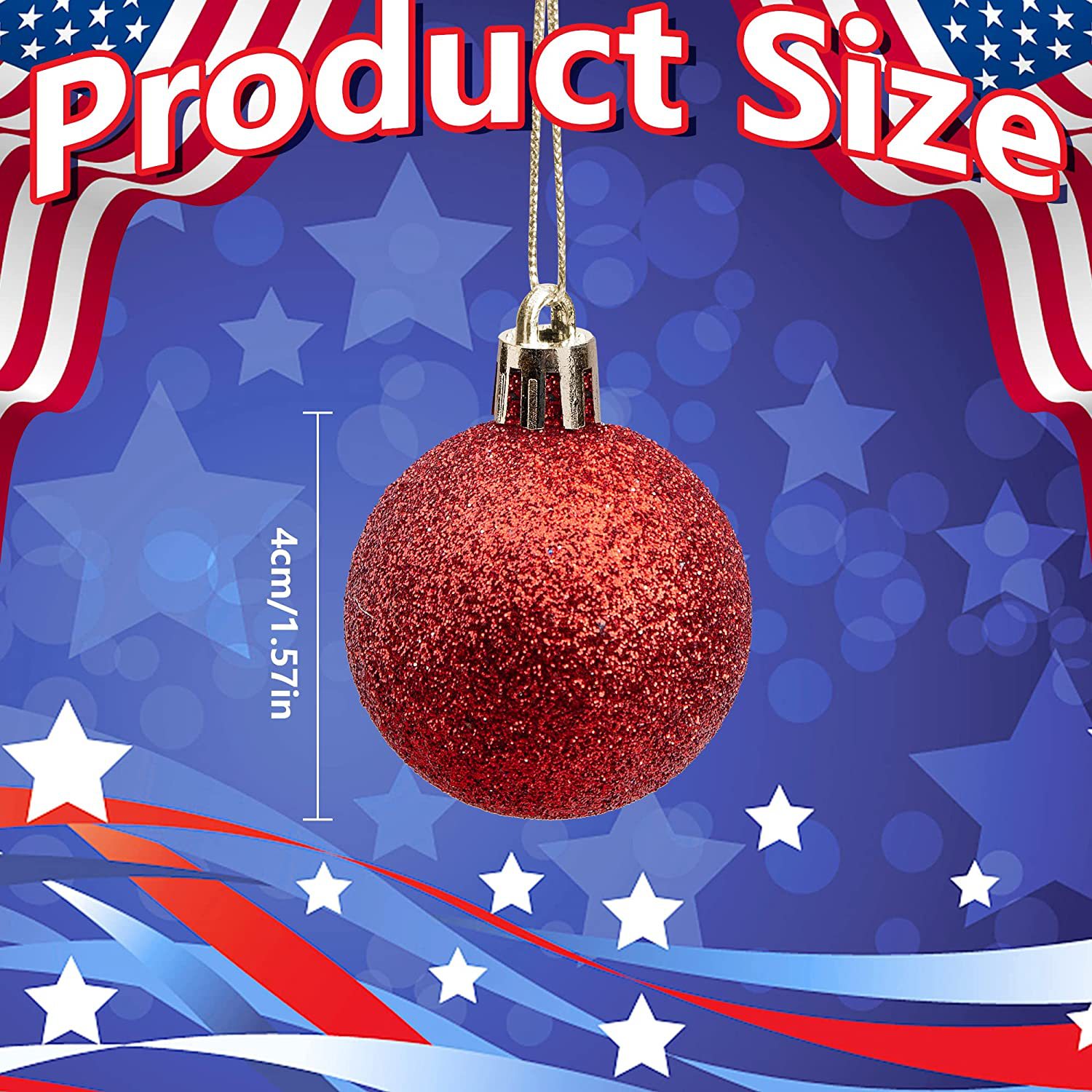 American Independence Day decorations 6CM American flag Christmas Ball American national day Patriotic Ball pendant 24PCS