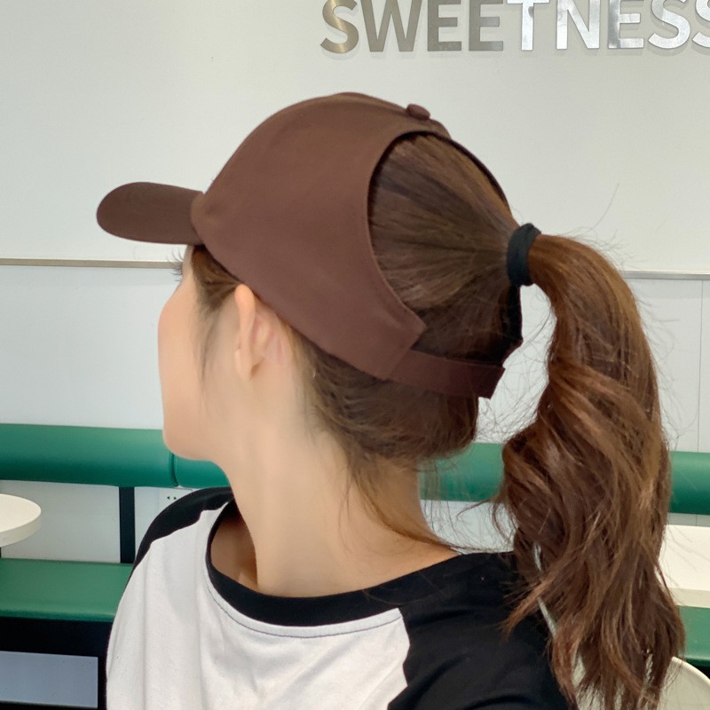 Spring and Summer Simple Half Empty Top Polyester Cotton Baseball Cap High Ponytail Face Shown Small Sun Hat Women's Sunscreen Cap