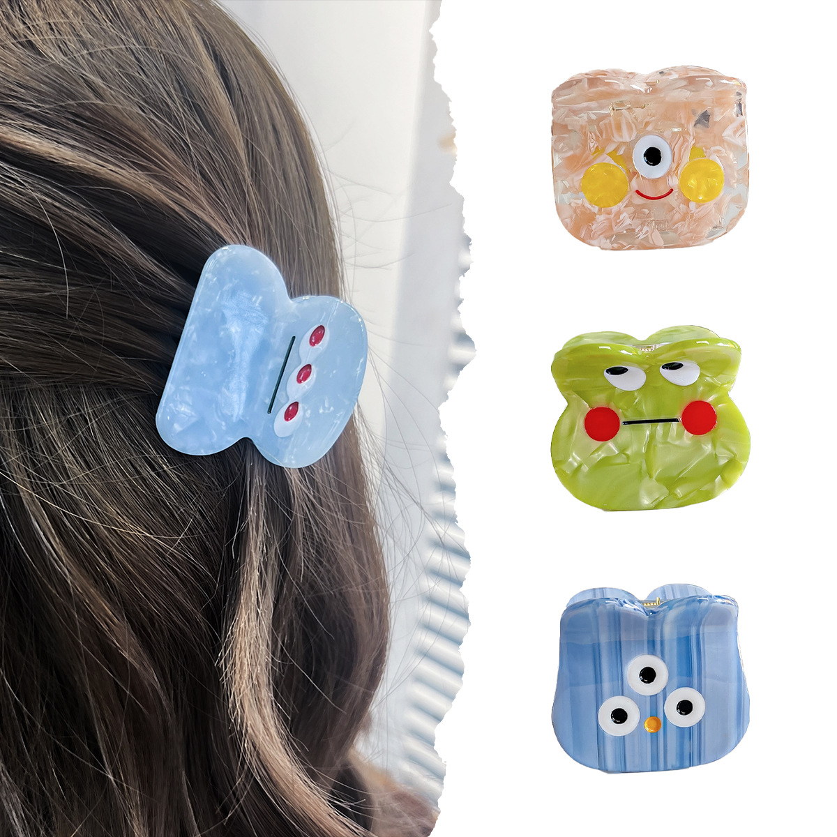 Baifeiya kleine Acetat-Haarspange, süße kleine Monster-Haarnadel, Geisterpferdchen, Mädchen, Herz-Haarspange, hoher Pferdeschwanz, Haarschmuck, Kopfschmuck_voghion.com