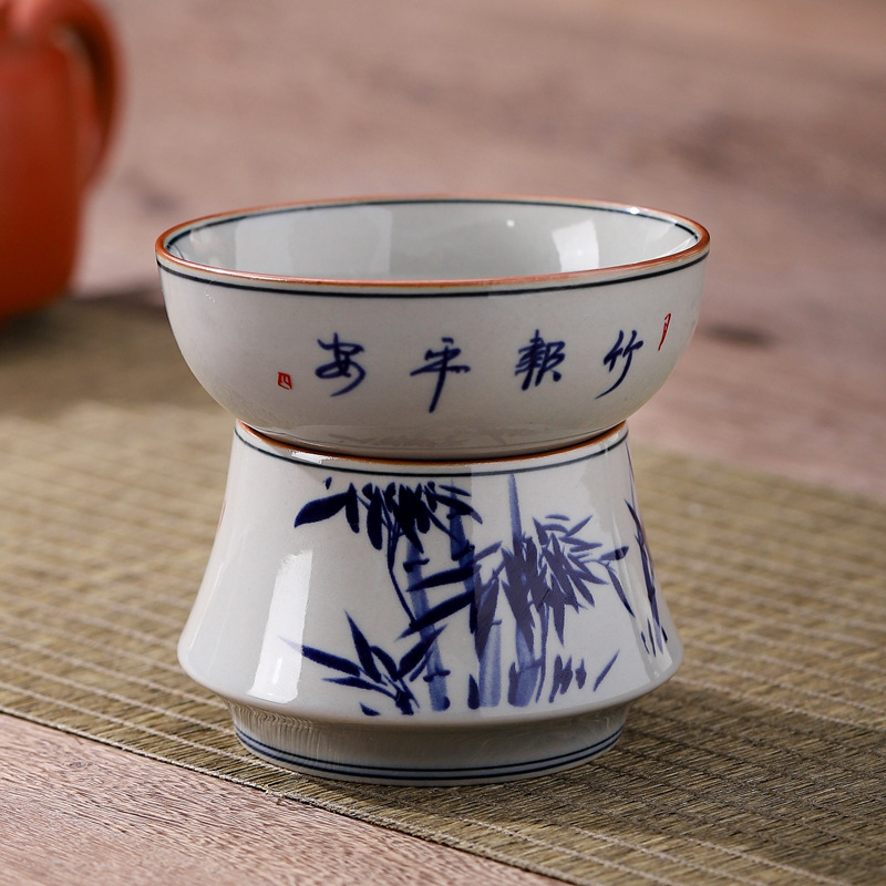 Light luxury old clay tea strainer Chinese retro kung fu tea set accessories tea strainer household blue and white tea strainer