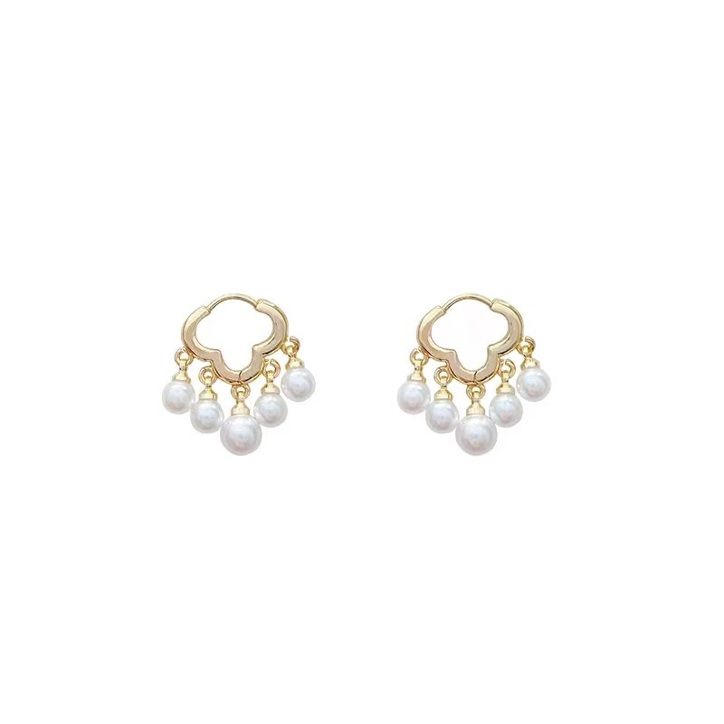 Korean-style high-grade earrings cloud earrings Korean-style simple earrings elegant tassel Pearl Super Fairy earrings