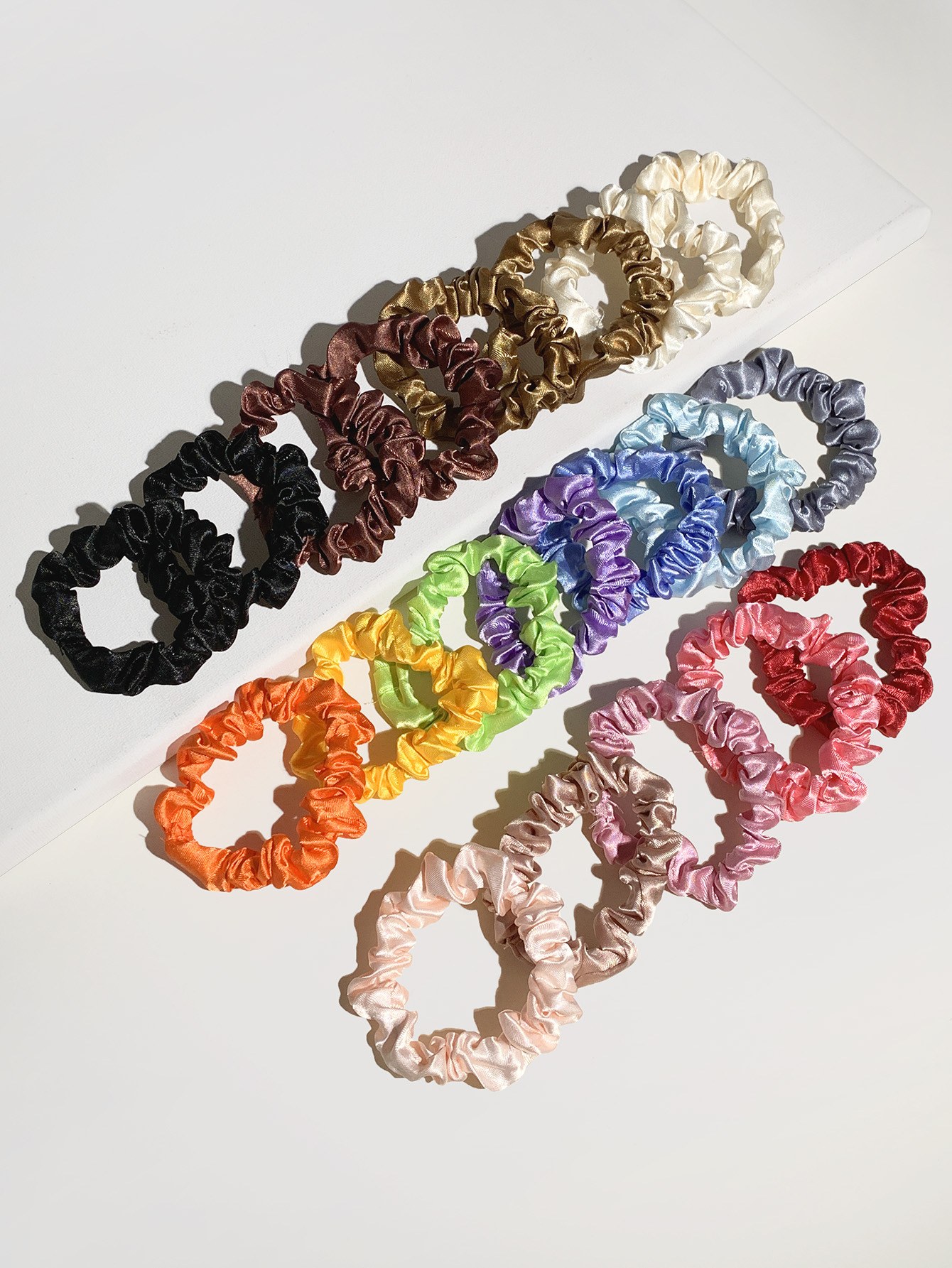 2022 floral solid color 20-piece set pig intestine ring hair ring elastic hair ring fabric smooth factory direct batch