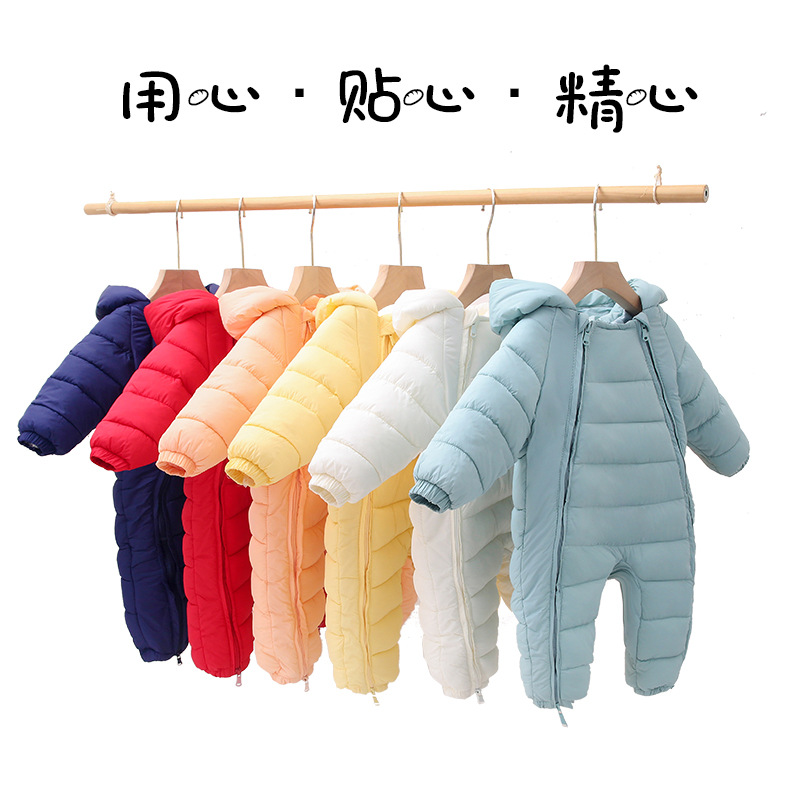 Baby Clothes Newborn Children's One-piece Ha-ha Clothes Baby's Autumn and Winter Thickened Climbing Clothes Warm Down Cotton Holding Clothes