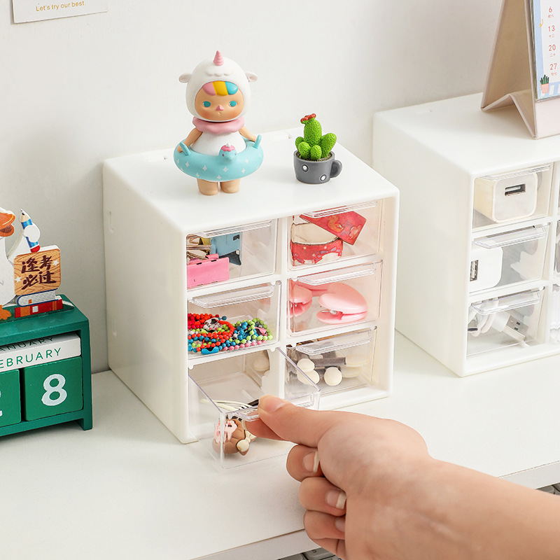 T new transparent girl color desktop rubber band hair accessories small objects large capacity compartment drawer storage box wholesale