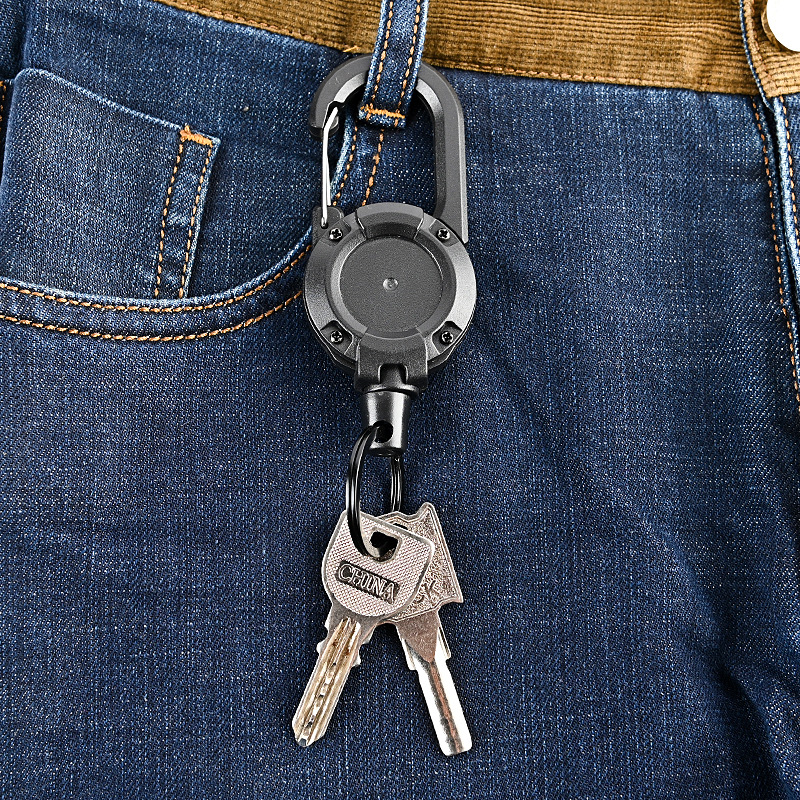Thick wire rope 1MM retractable keychain easy pull-up buckle anti-loss high rebound easy pull-up key chain keychain