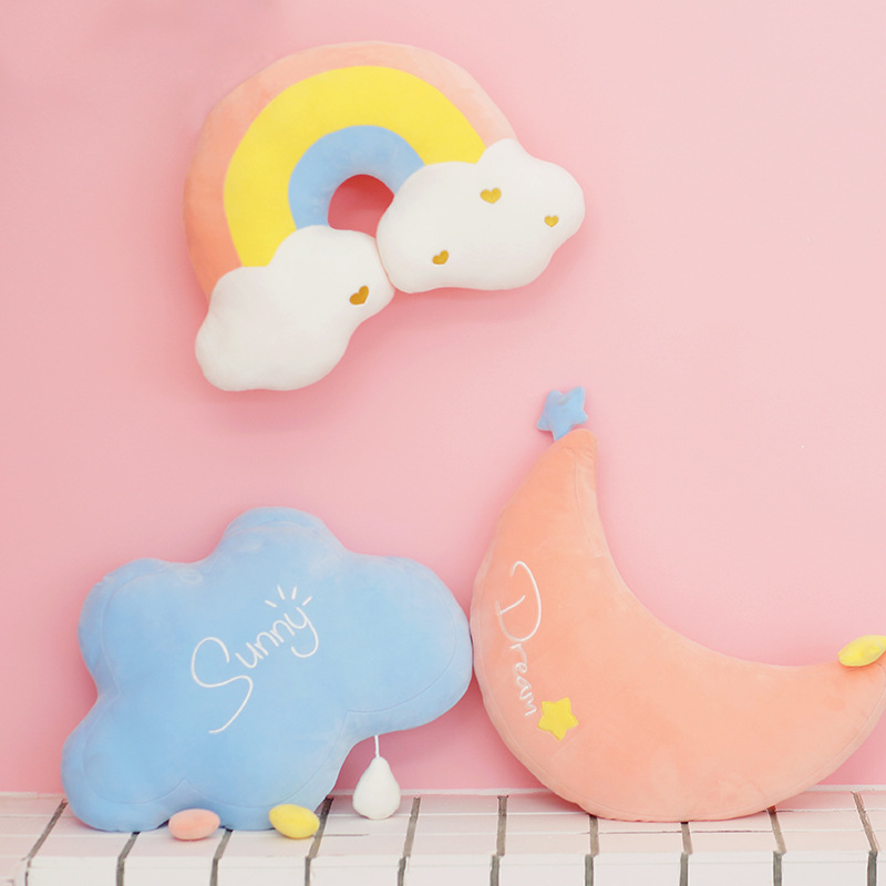 ins Cute Girl Heart Love Five-pointed Star Rainbow Sun Clouds Plush Toy Doll Pillow Children's Decoration