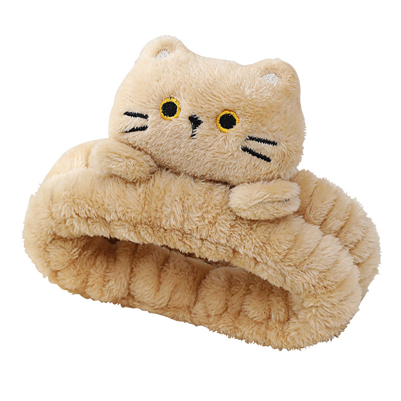 Cartoon cat hair band female plush face wash headband non-slip mask special hair band headdress cat ear headband