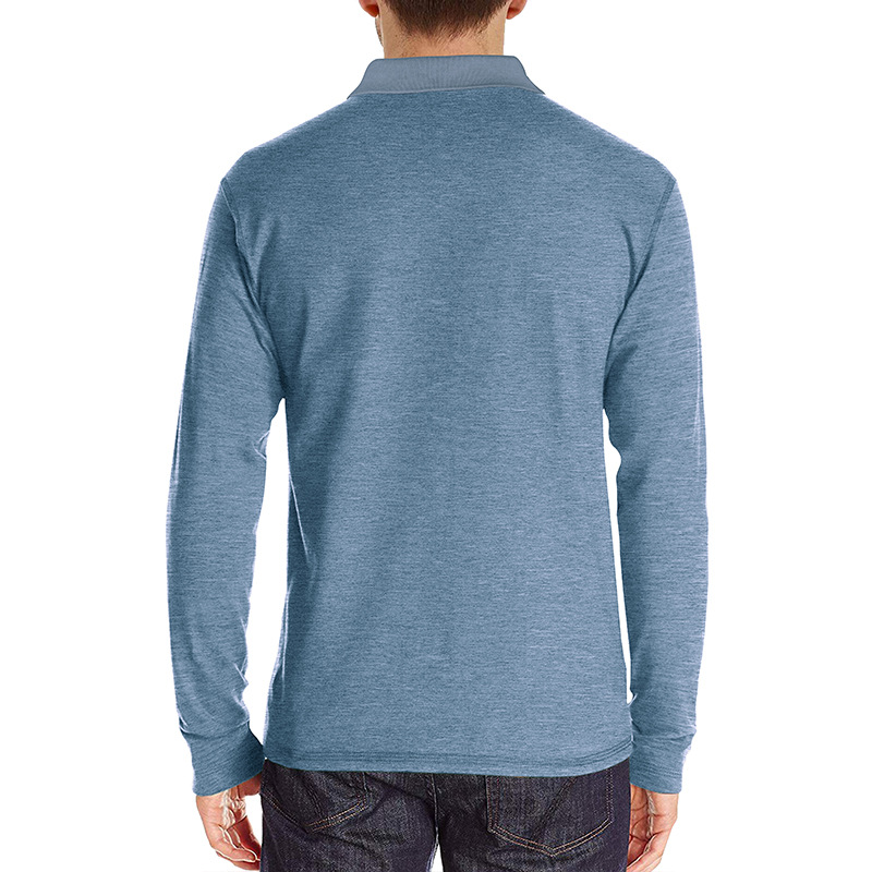 2023 Autumn and Winter European and American Men's Long Sleeve Lapel T-shirt Foreign Trade Men's Polo Shirt Amazon Base Shirt Top