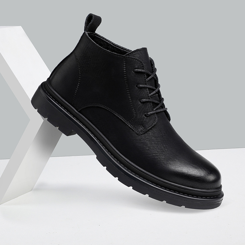 Martin boots men's high-top British style men's shoes 2023 Winter new mid-top fleece-lined warm cotton-padded shoes workwear boots men