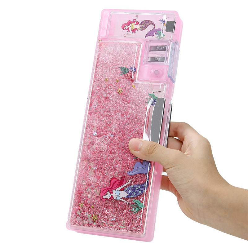 Internet-famous quicksand stationery box girl cartoon children's pencil case student cute simple creative plastic cute pencil case