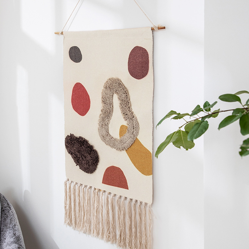 Indian hand-woven B & B tassel tapestry decoration Nordic meter box hanging picture fabric background cloth bedroom hanging cloth