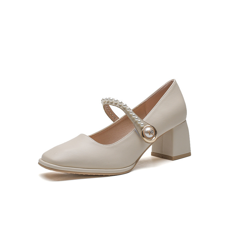Women's shoes from Pingdi factory Mary Jane shoes high heel Korean style single-layer shoes chunky heel Huizhou Yue Xinwang 2024 new high heels