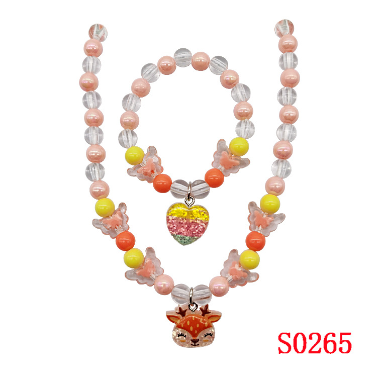 Foreign trade new children's bracelet necklace set cute cartoon mermaid princess pendant necklace Factory Direct
