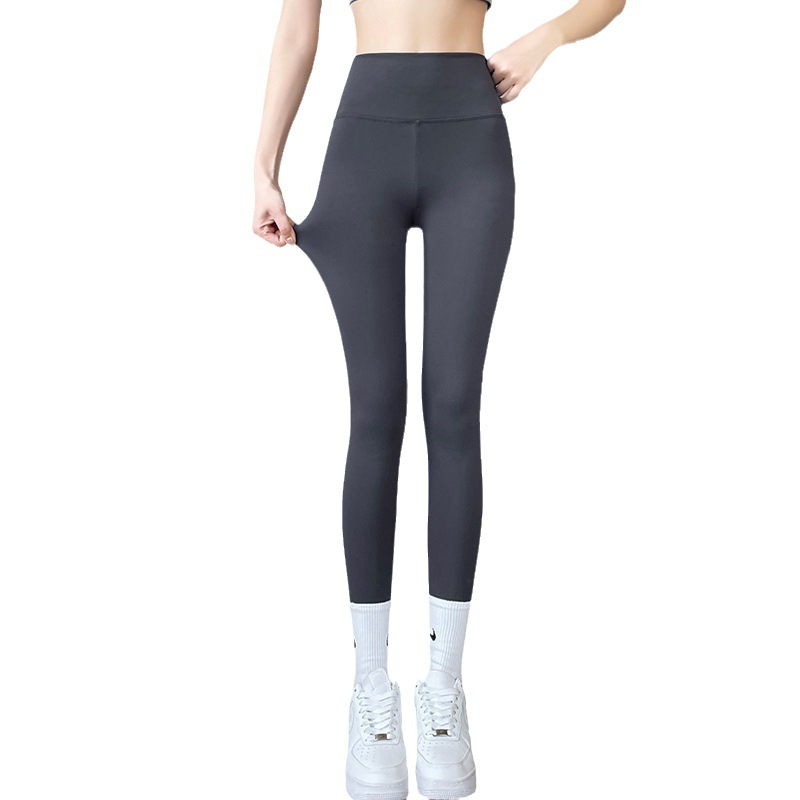 Shark skin leggings women's outer wear 2023 thin high waist belly contracting hip lifting Barbie spring and autumn fleece-lined sand fish yoga pants