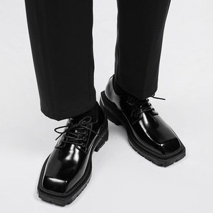 Leather Shoes Men's New Business Dress Casual British Youth Breathable Square Toe Oxford Derby Shoes Groom Wedding Shoes
