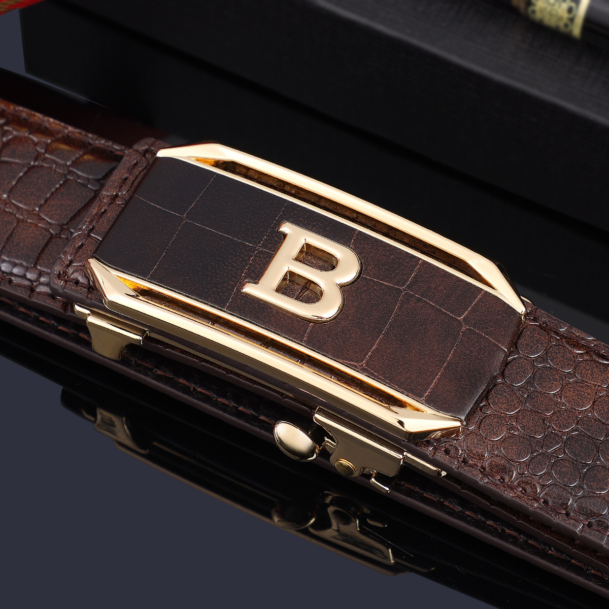 Men's belt new crocodile pattern leather automatic buckle fashion all-match Belt young and middle-aged casual business pants belt fashion