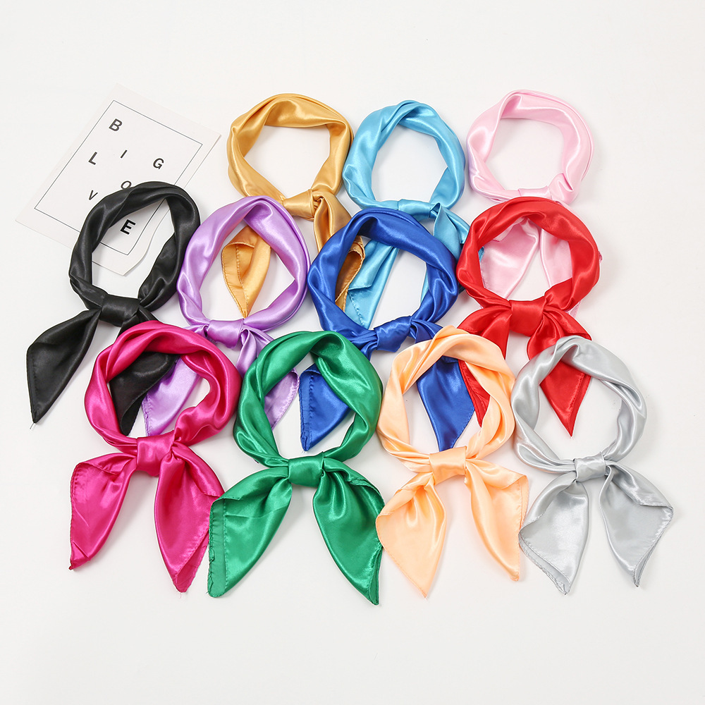 Christmas Decoration New Candy Sanding Professional Square Scarf Kindergarten Performance Decoration Solid Color Silk Scarf