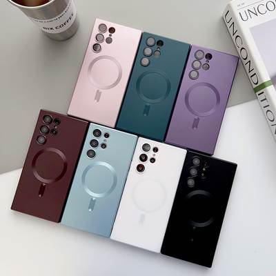 For Samsung S24Ultra liquid phone case Magsafes magnetic S23Plus frosted lens film soft case