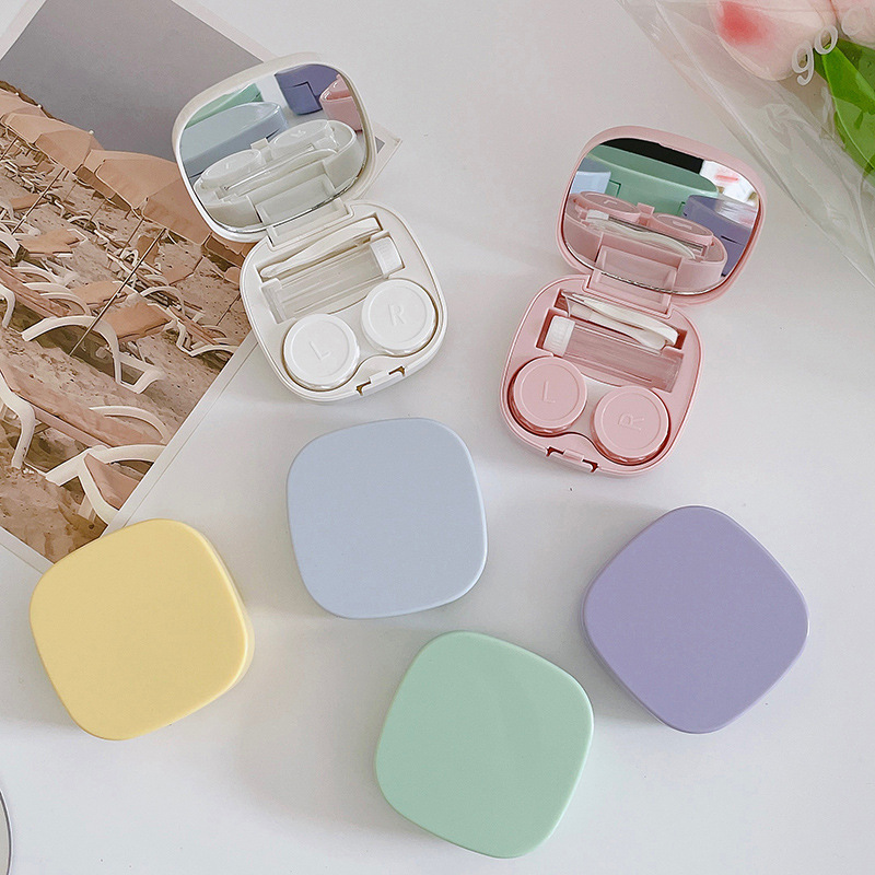 Contact lens box candy solid color contact lens box Simple Beautiful pupil box smooth DIY portable companion box