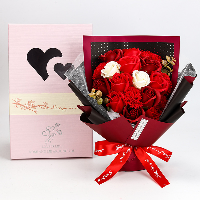 Mother's Day Gift Valentine's Day Gift Carnation Simulated Soap Rose Bouquet Gift Box 18 Cross-border Amazon