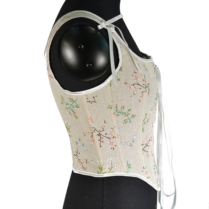21639フランスの小さな砕花は魚の骨の胸の服の短いチョッキのbustier cropの早春の新型を持ちます。|undefined