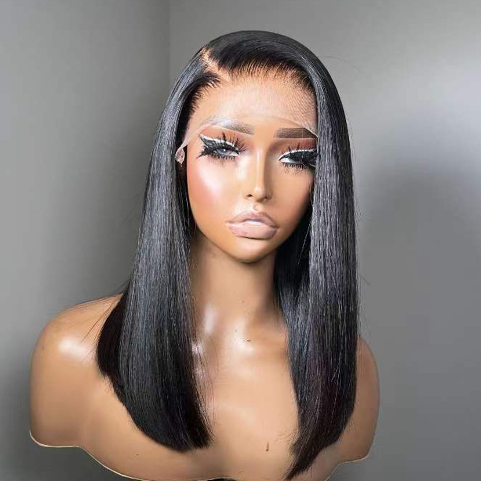 200 Density Bob Human Hair Wigs front lace real wig Xuchang full head cover_voghion.com