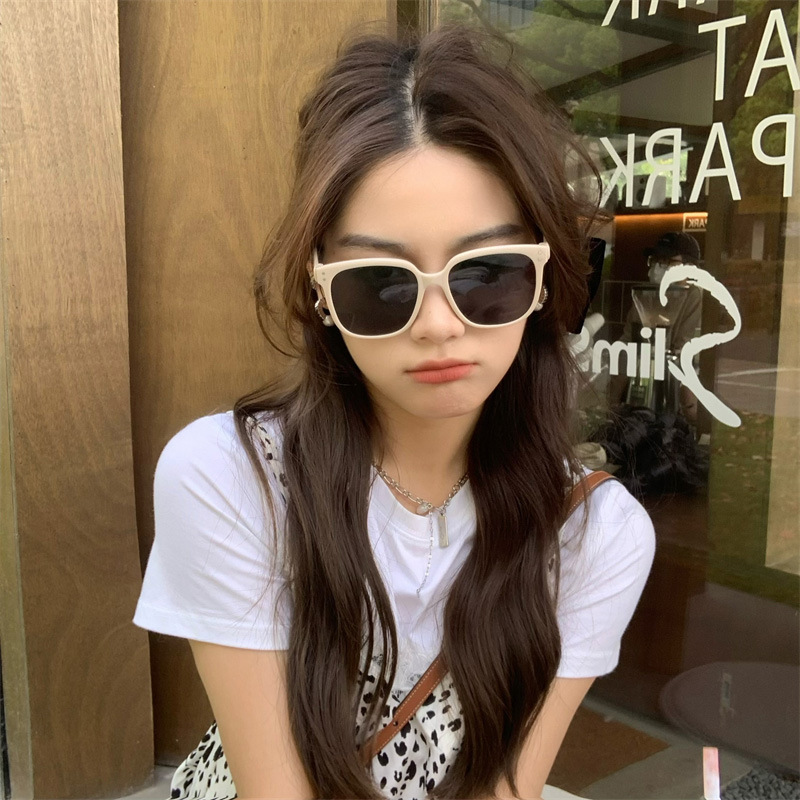 gm sunglasses women's high-end fashion 2024 new milky white sunglasses glasses UV protection can be equipped with myopia