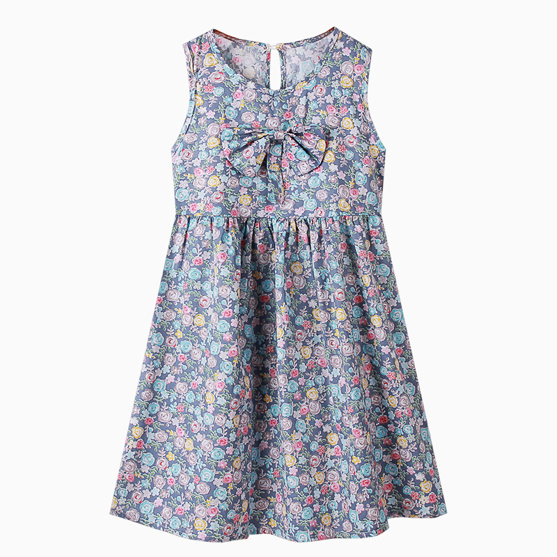 Summer Floral dress Korean Style Girl's Bow Skirt Children's Casual Sleeveless Vacant Skirt