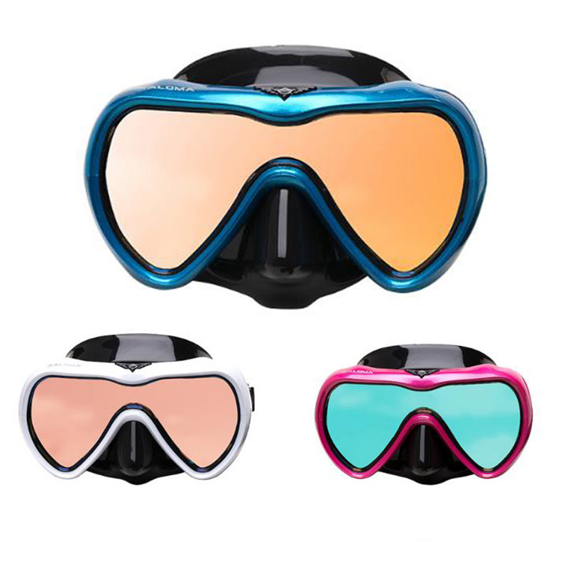 Máscara de snorkel de silicona líquida de vidrio templado con película antivaho de lente única para adultos Gafas de buceo Gafas de buceo profundo_voghion.com