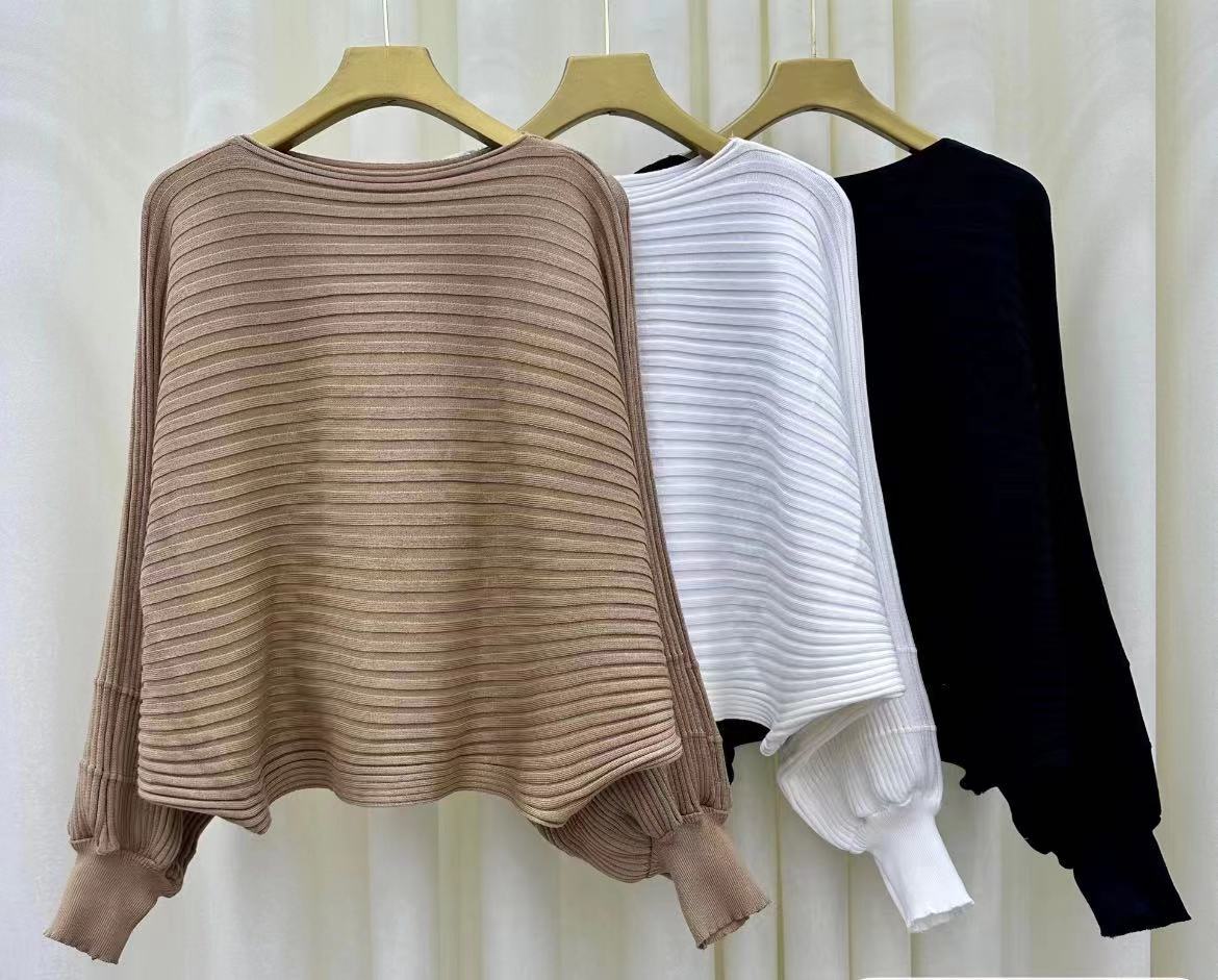 Lantern sleeve sweater for women 2023 Autumn New Korean style inner strap off-neck long sleeve bottoming shirt sweater for women