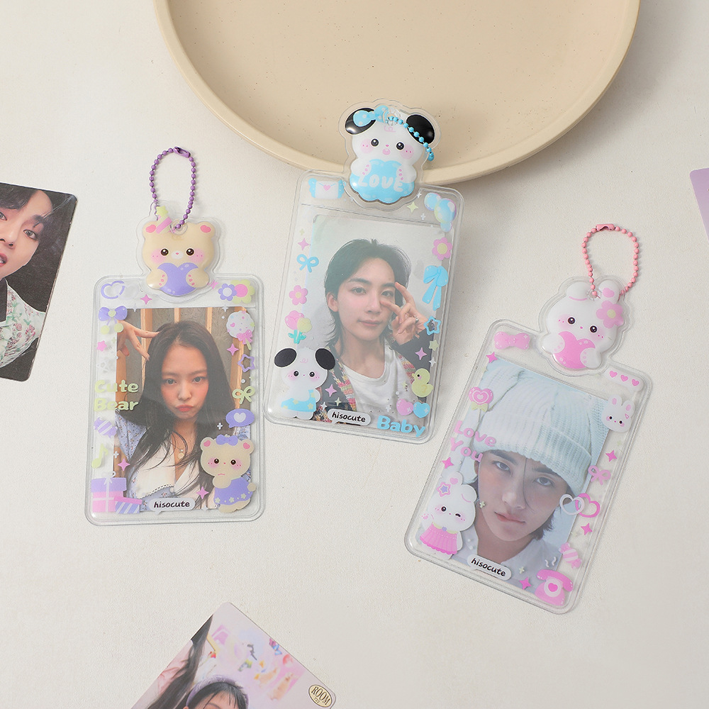 Korean version three-inch PVC cartoon card holder cute girl photo display pendant star chasing album card bag