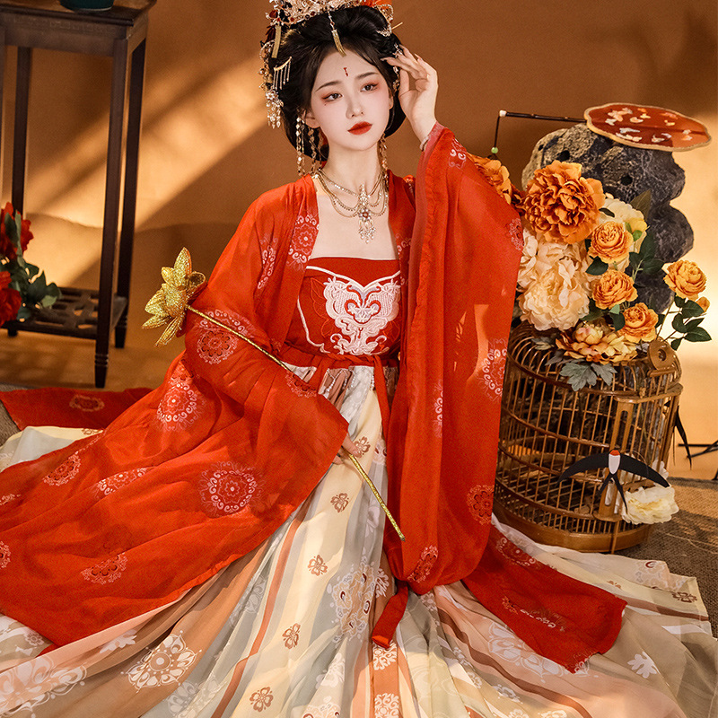 Tang original Hanfu women's restored Chinese-style embroidered Cheok skirt ancient costume fairy elegant spring, summer and autumn suit