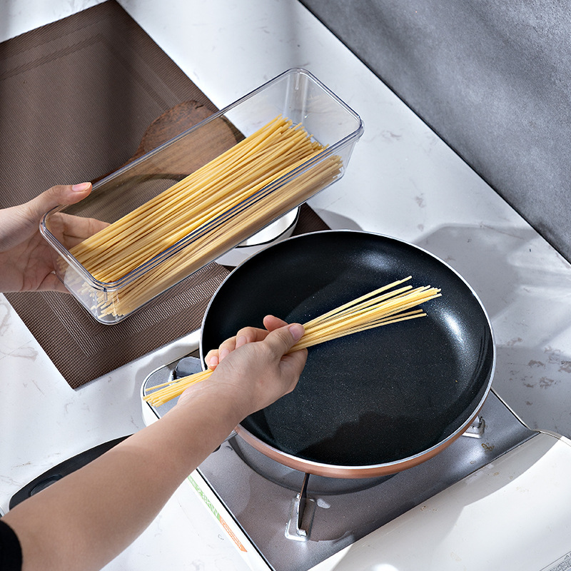 Rectangular Noodles Storage Sealed Box Large Capacity Food Storage Box Sealed Moisture-proof Transparent Visible Pasta Noodles