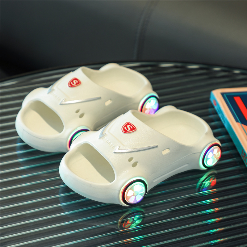 Children's Slippers Summer Slippers for Boys and Girls Luminous Light-up Sports Car Indoor and Outdoor Wear Soft Bottom Non-slip Small and Medium-sized Children's Baby Sandals