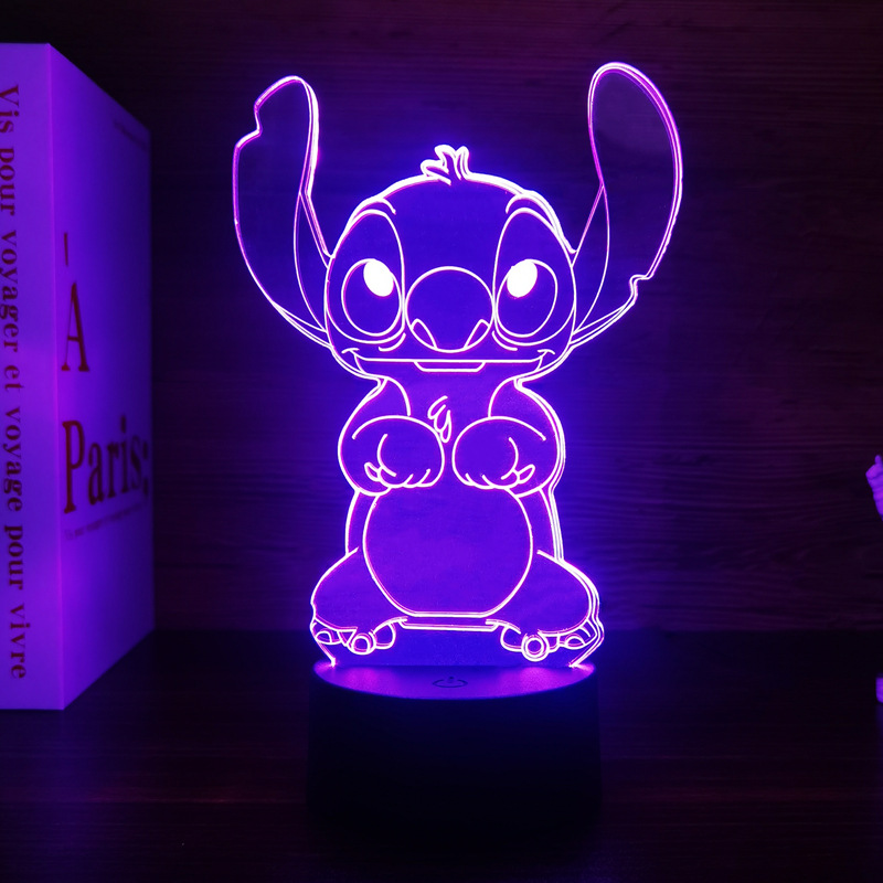Cross-border hot star baby stitch 3d night light creative led colorful touch cartoon stall gift
