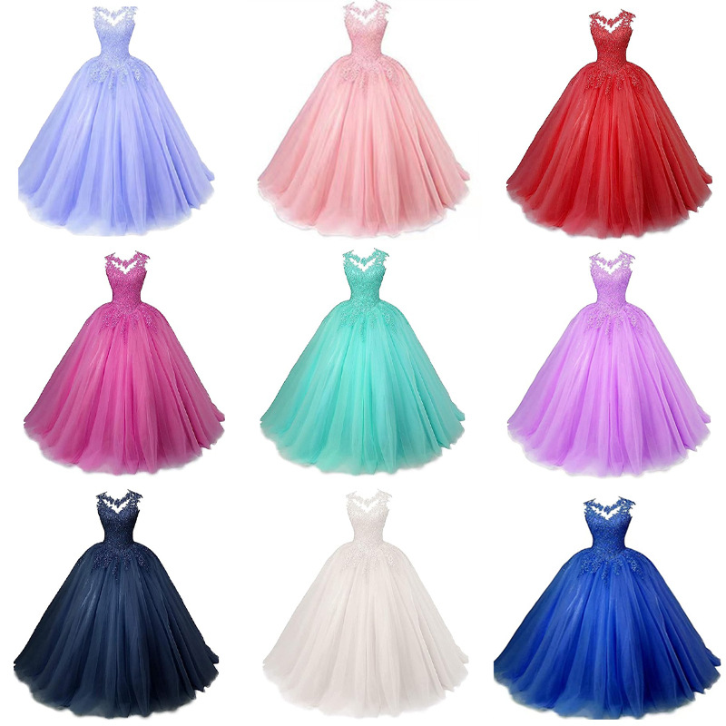 Cross-border Foreign Trade Evening Dress Blue 2025 New Style Elegant Student Art Examination Dress Women's Long Bel canto Solo Performance