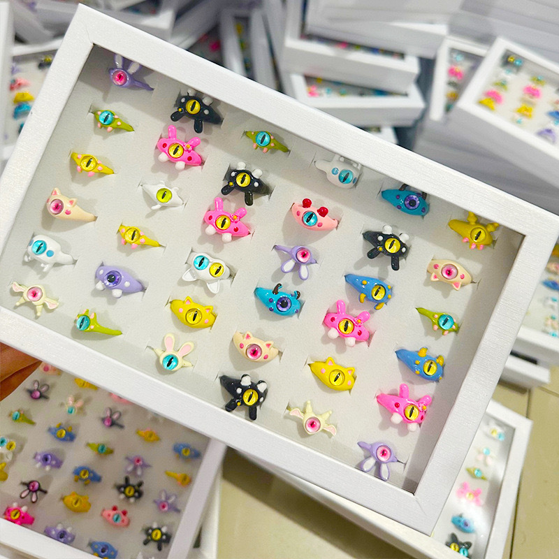 Anello carino con mostro di gatto carino, moda femminile, anello aperto regolabile per dita, anello di personalità per fidanzate di celebrità di Internet_voghion.com