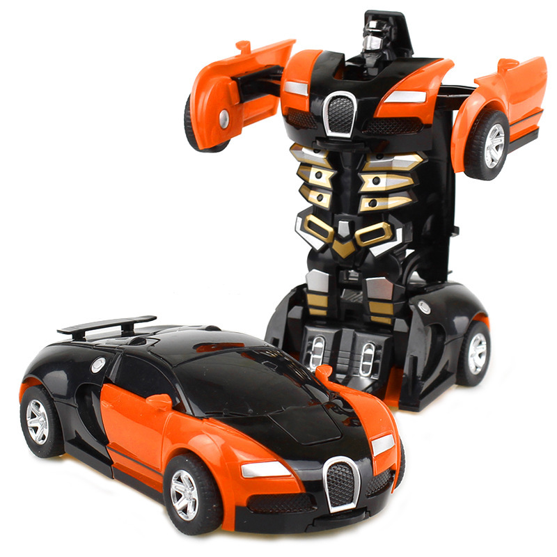 Cross-border collision deformation robot toy Gundam model car children's toy wholesale market stall deformation car